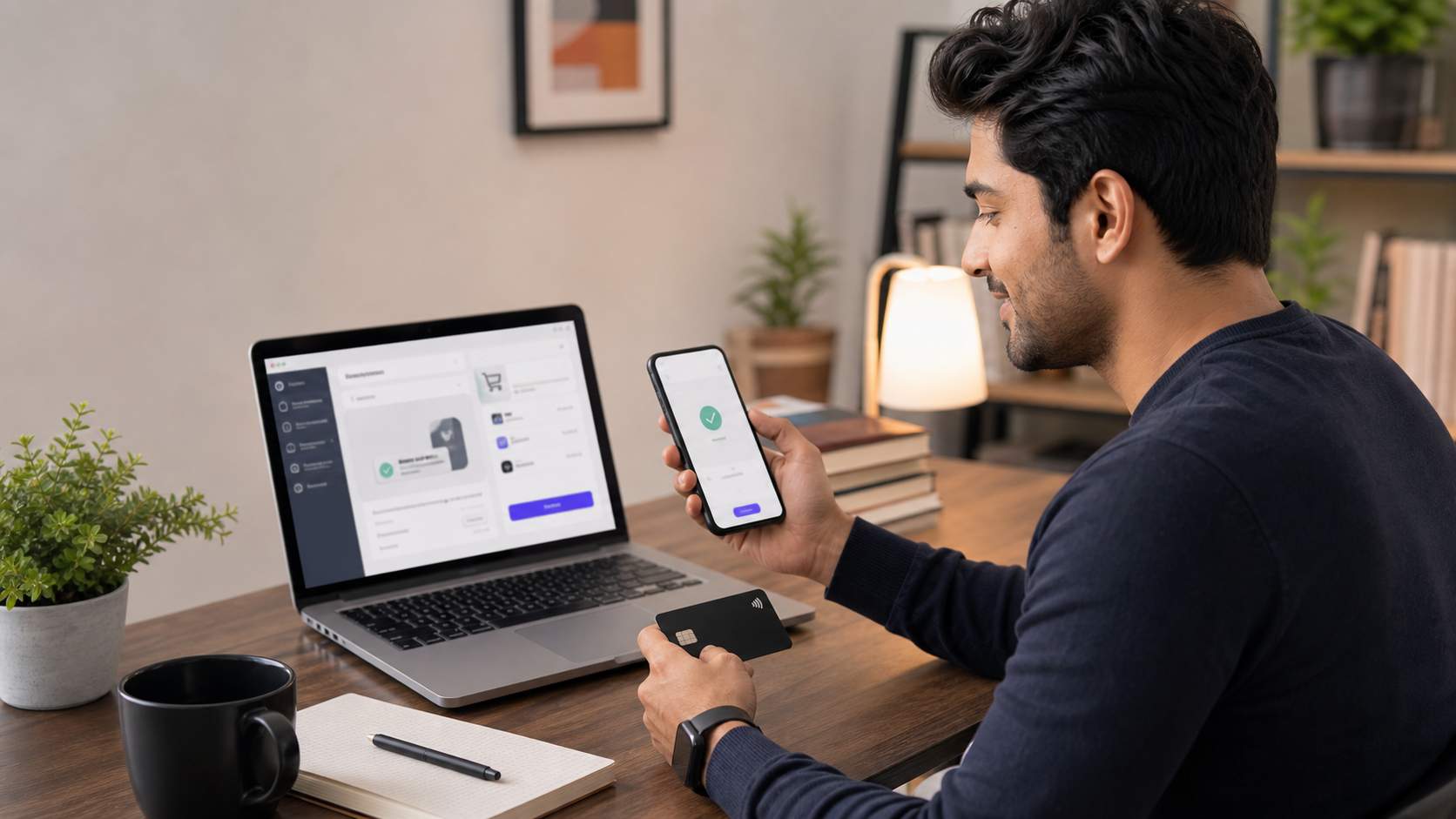 Indian user checking online billing and card details before payment